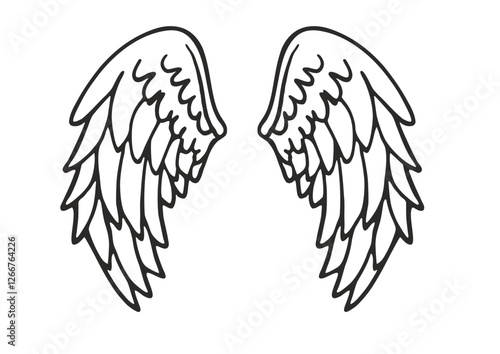 black and white angel wings with aura vector