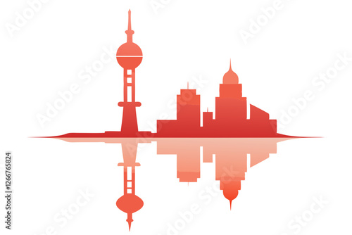 moscow city skyline with red background