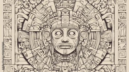 Wallpaper Mural Mayan Head Detail; Intricate Design; Cultural Icon; Decorative Art Torontodigital.ca