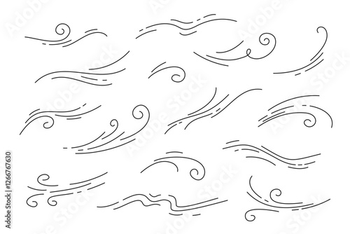 Decorative Wind Swirls Line Art Collection