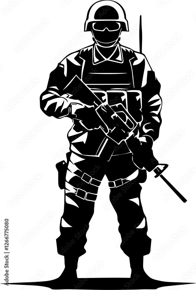 Soldier vector simple design black and white Soldier vector simple design black and white