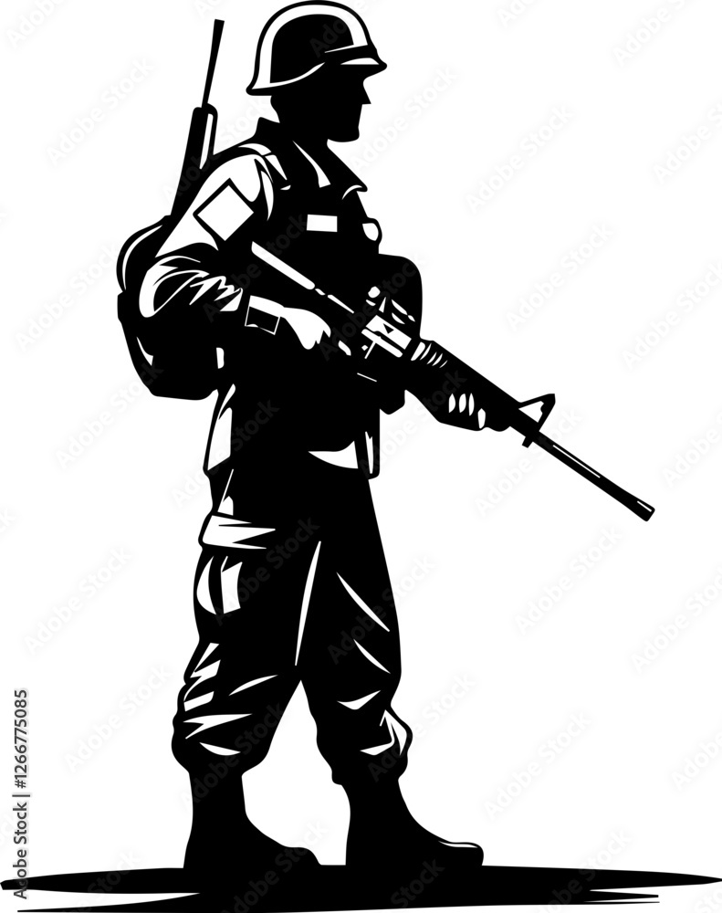 Soldier vector simple design black and white Soldier vector simple design black and white