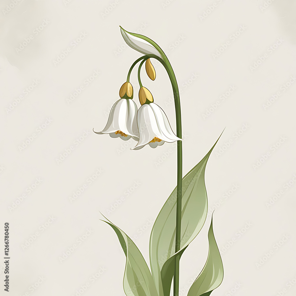 Obraz premium Simple minimalist Camellia flower illustration in vector art style, Created with generated AI.