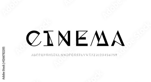 Font black alphabet, letters from A to Z and numbers from 0 to 9, vector illustration 10EPS