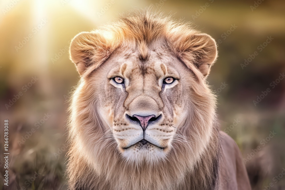 Majestic lion gazes into the distance at sunset Majestic lion gazes into the distance at sunset