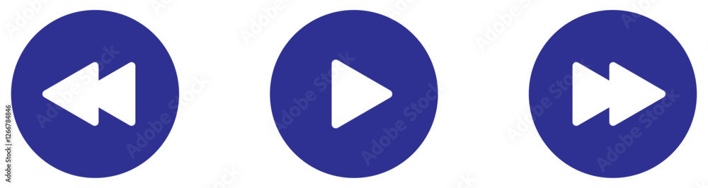 Play rewind and fast forward buttons set collection in clue color. Media player button icons set. Multimedia playback button set. Rewind play and fast forward icons. Vector illustration Play rewind and fast forward buttons set collection in clue color. Media player button icons set. Multimedia playback button set. Rewind play and fast forward icons. Vector illustration