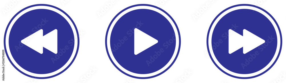 Fast forward rewind and play signs collection. Audio video playback interface buttons. Rewind play and fast forward icons. Fast motion media control symbols. Next previous play. Vector illustration Fast forward rewind and play signs collection. Audio video playback interface buttons. Rewind play and fast forward icons. Fast motion media control symbols. Next previous play. Vector illustration