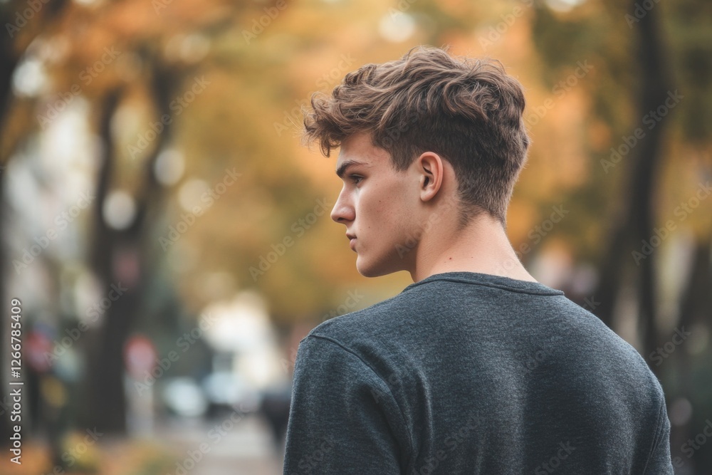 A young person standing alone on a city street, possibly waiting or lost A young person standing alone on a city street, possibly waiting or lost