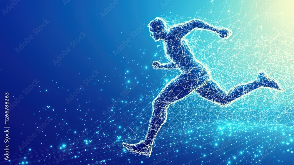 Abstract runner, digital, dynamic, futuristic background, technology Abstract runner, digital, dynamic, futuristic background, technology