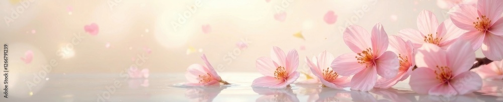 Pastel spring blooms adrift in creamy milk bath, ethereal backdrop, blossom, calm, flowers Pastel spring blooms adrift in creamy milk bath, ethereal backdrop, blossom, calm, flowers