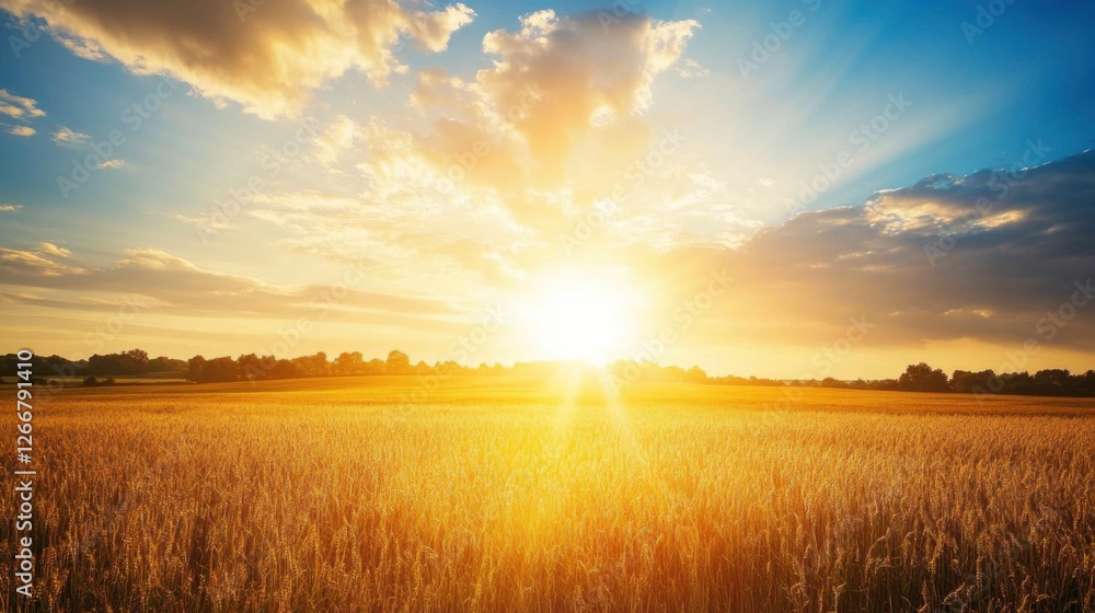 Fototapeta premium golden wheat field sunset