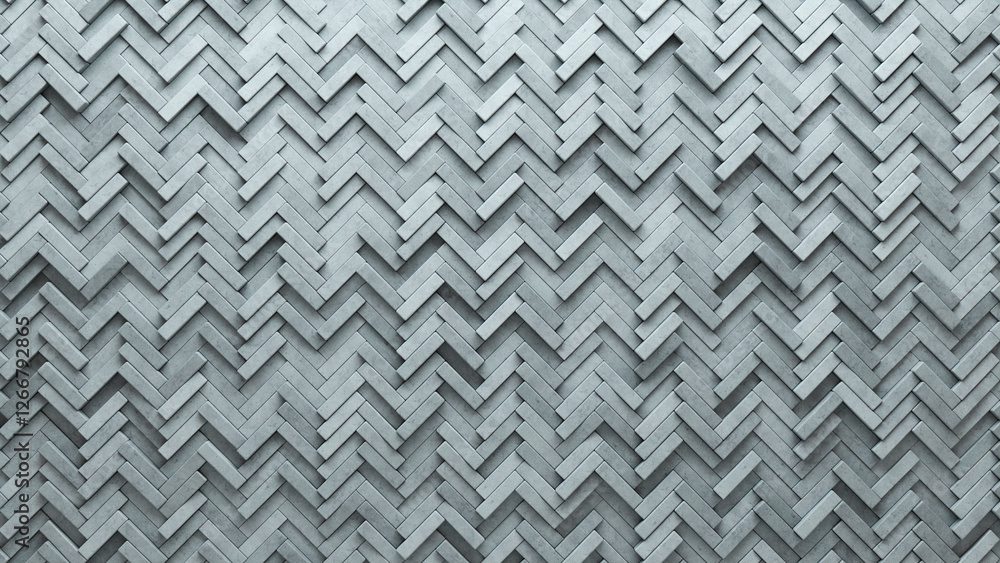 3D Tiles arranged to create a Futuristic wall. Concrete, Polished Background formed from Herringbone blocks. 3D Render 3D Tiles arranged to create a Futuristic wall. Concrete, Polished Background formed from Herringbone blocks. 3D Render