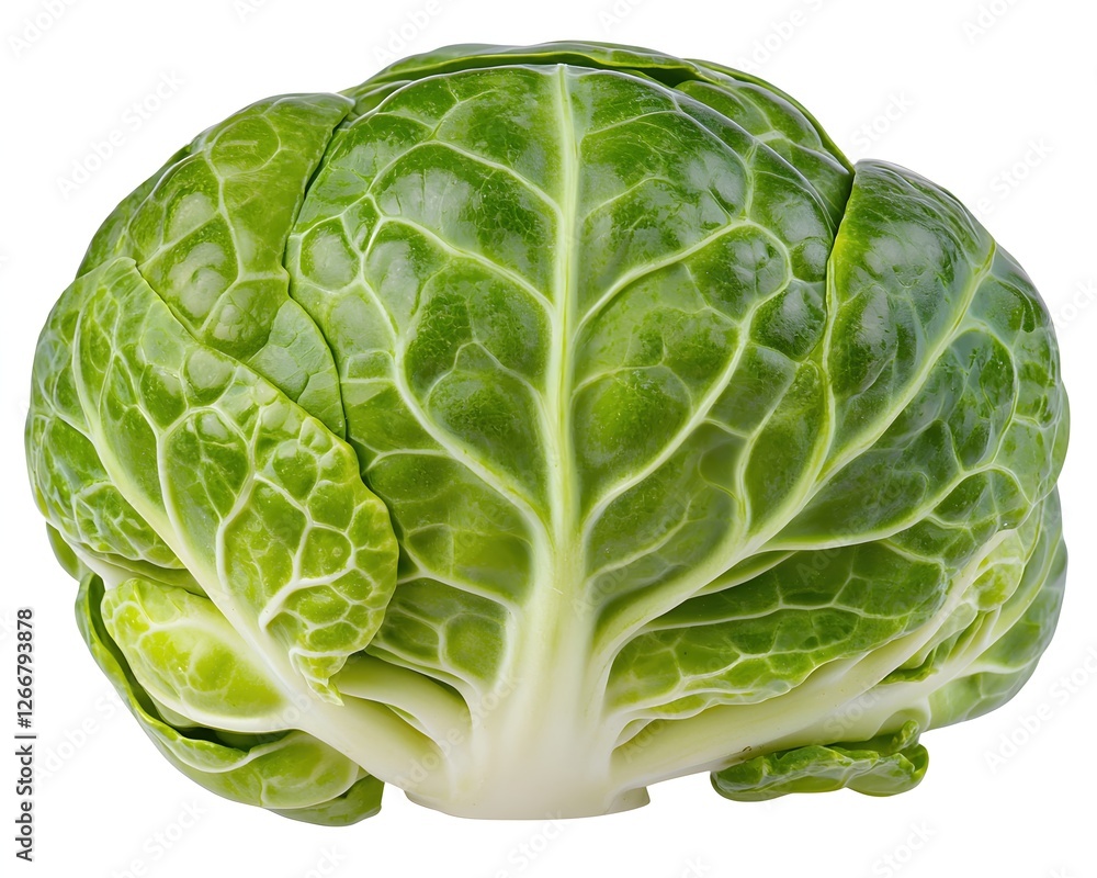 Obraz premium Fresh Green Brussels Sprout Cabbage with Detailed Leaf Texture
