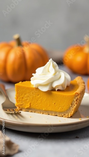 Wallpaper Mural Sliced pumpkin pie, fluffy whipped cream topping, fall food, comfort food, clove Torontodigital.ca