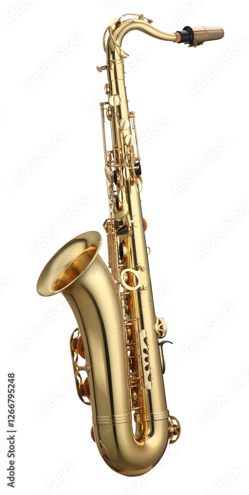 Naklejka premium Jazz. One beautiful saxophone isolated on white