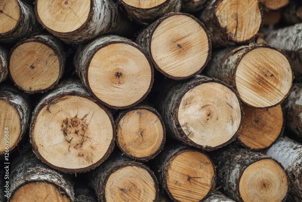 A stack of cut logs sitting together in an orderly fashion A stack of cut logs sitting together in an orderly fashion