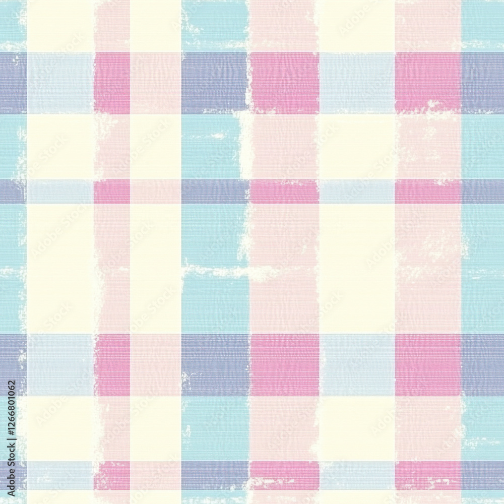 Fototapeta premium seamless gingham fabric texture in soft pastel colors vintage fabric