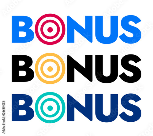 vector inscription with sight bonus design in different colors on a white background