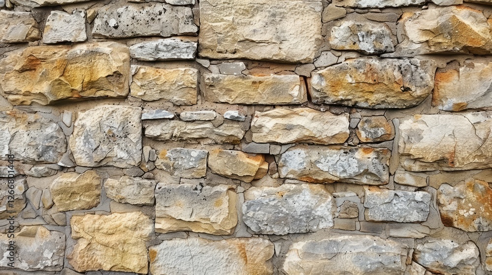 Textured stone wall featuring a variety of colors and shapes, ideal for backgrounds in architectural designs Textured stone wall featuring a variety of colors and shapes, ideal for backgrounds in architectural designs
