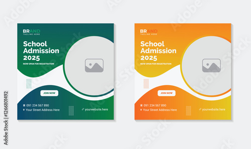 creative school admission social media post banner template design, School Admission social media post, Back to school admission social media post, Back to School admission by social media Instagram