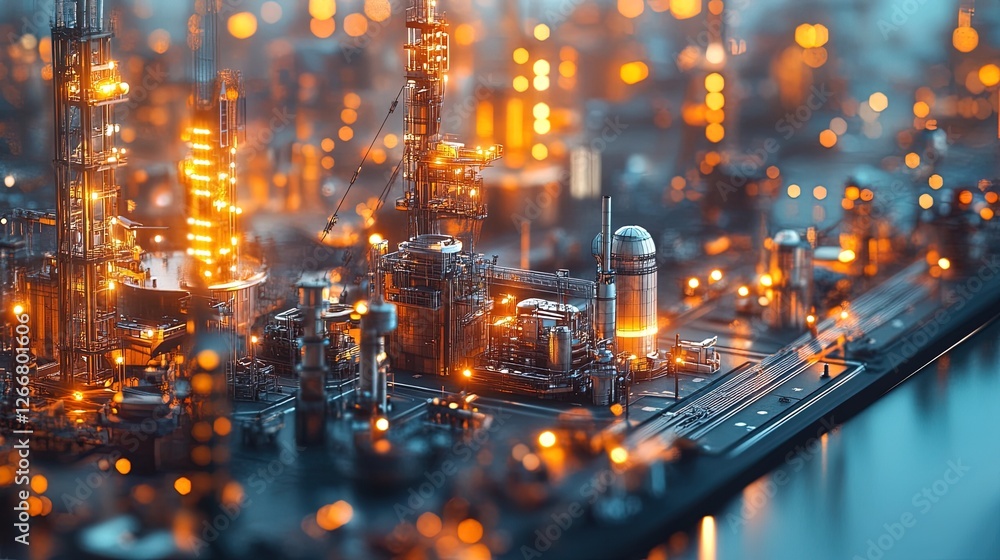 Obraz premium A futuristic shipyard glowing with activity, featuring automated cranes and advanced equipment, intense and modern 