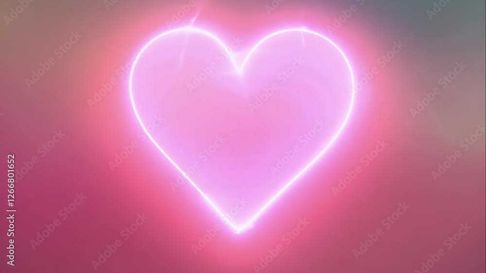 pulsating pink light trail tracing a heart shape against a blurred pastel gradient background pulsating pink light trail tracing a heart shape against a blurred pastel gradient background
