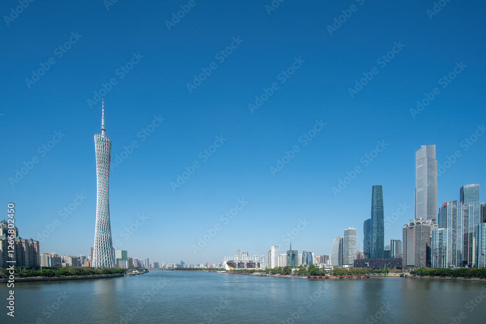 Obraz premium Stunning Skyline of Guangzhou with Iconic Canton Tower and Modern Architecture