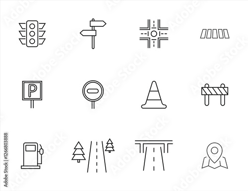 road line icon, Icons Depicting Various Traffic