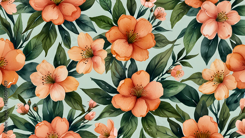 A seamless pattern featuring orange flowers, perfect for creating a warm and inviting atmosphere.