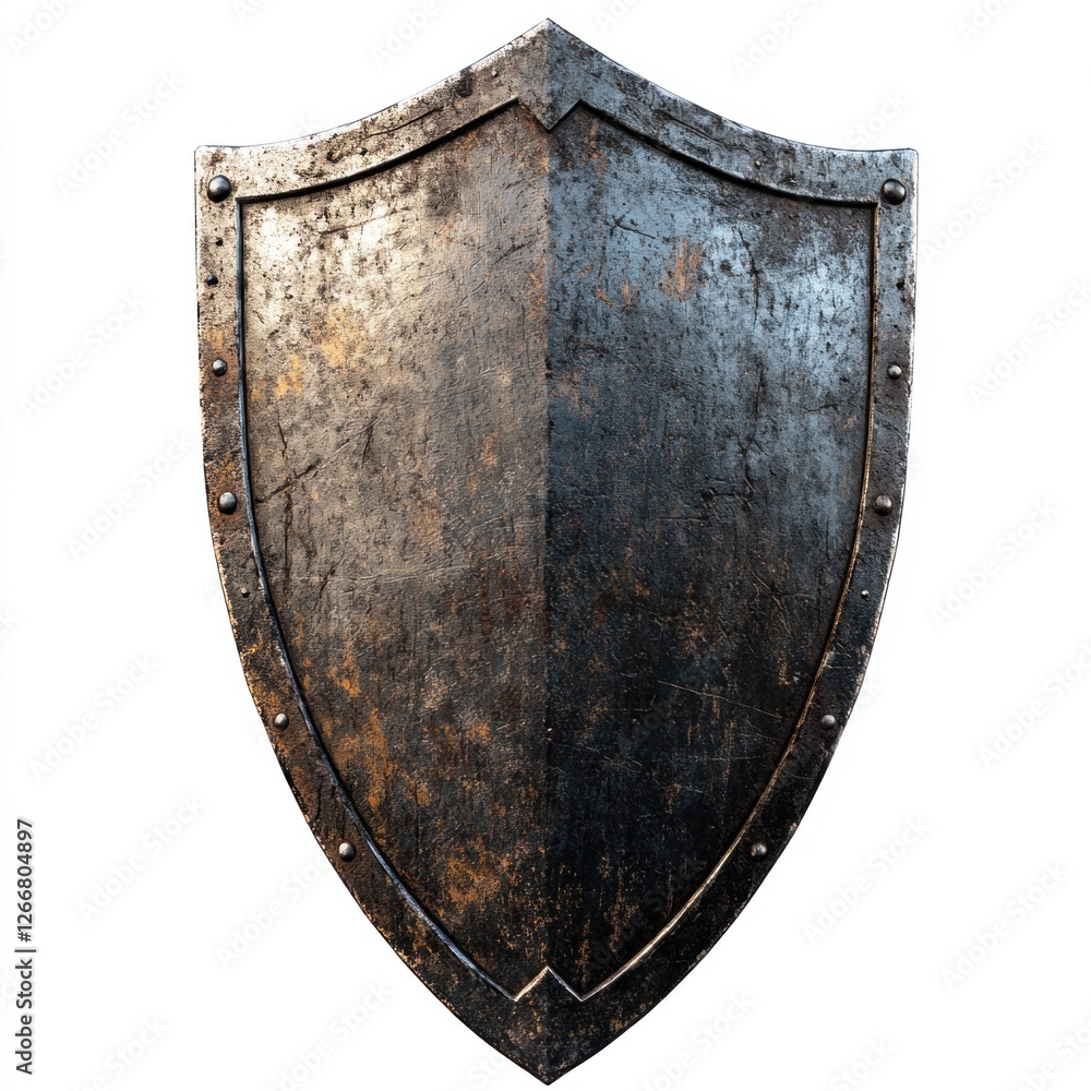 This medieval metal shield has a rustic finish, adding authenticity for historical or fantasy themes, ideal for reenactors or collectors This medieval metal shield has a rustic finish, adding authenticity for historical or fantasy themes, ideal for reenactors or collectors