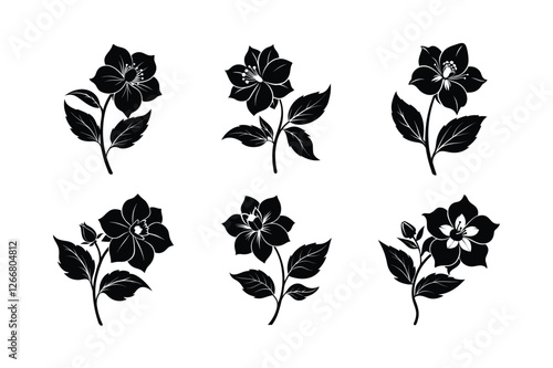 Hellebore (Helleborus spp.) ‍silhouette vector illustration