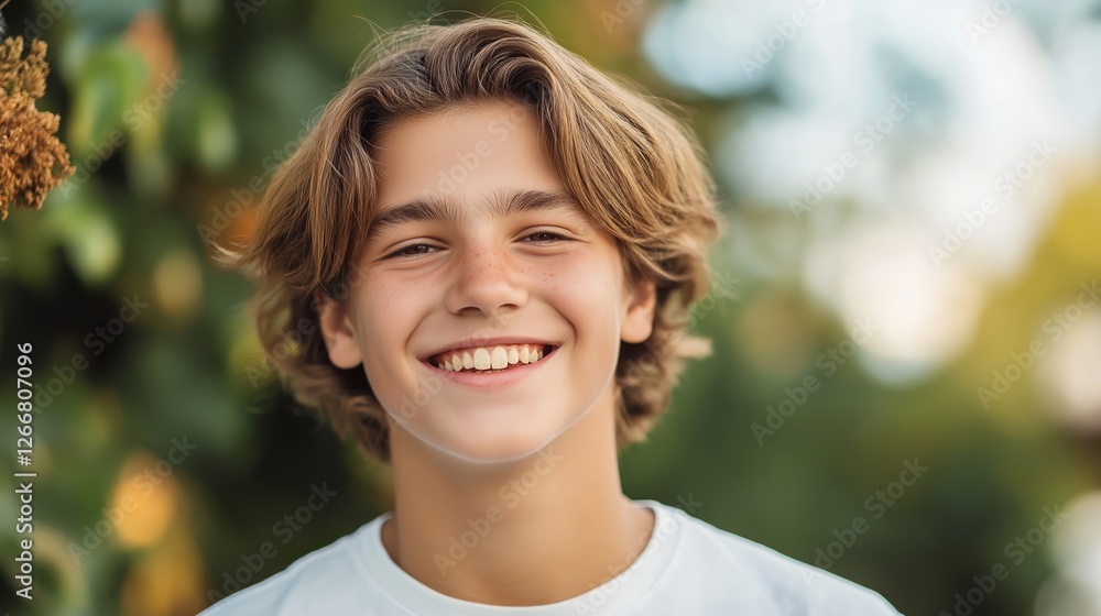 A cheerful teenager is reveling in the beauty of a sunny day outdoors, surrounded by lush greenery and a serene atmosphere A cheerful teenager is reveling in the beauty of a sunny day outdoors, surrounded by lush greenery and a serene atmosphere