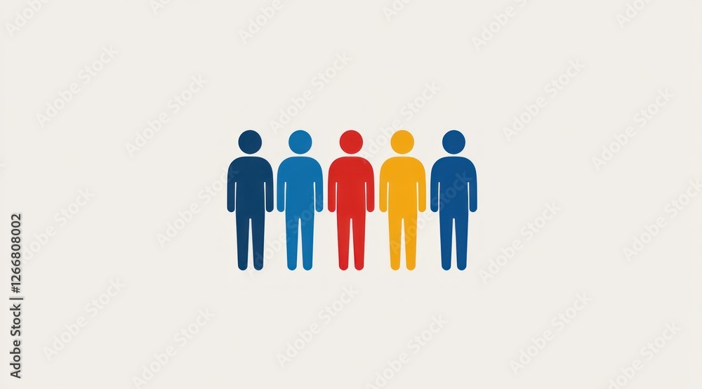 Vector illustration shows five abstract figures in diverse colors, representing people, ideal for concepts related to teamwork or collaboration Vector illustration shows five abstract figures in diverse colors, representing people, ideal for concepts related to teamwork or collaboration