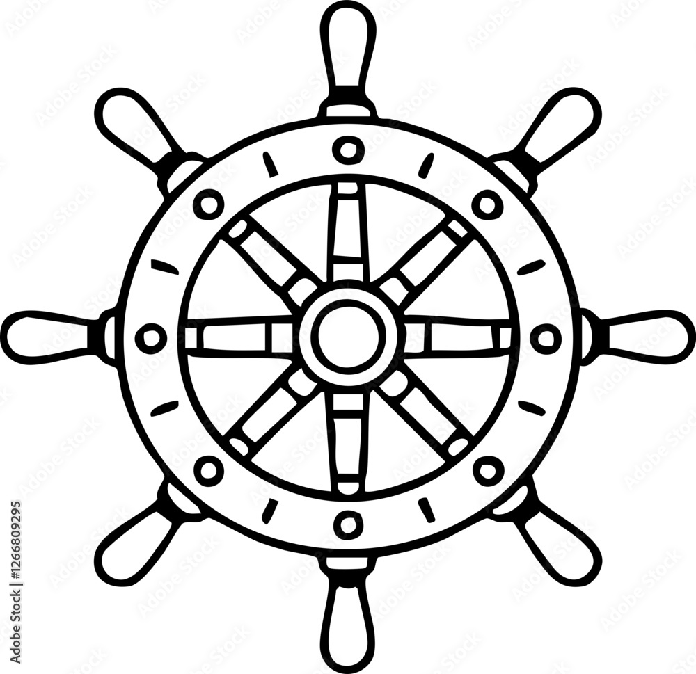 Obraz premium Ship Wheel Outline