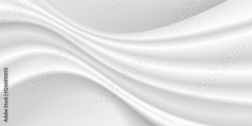 Abstract wrinkles white silk cloth fabric wave overlapping with light and shadow. white and gray texture background. copy space for web design. vector illustration	