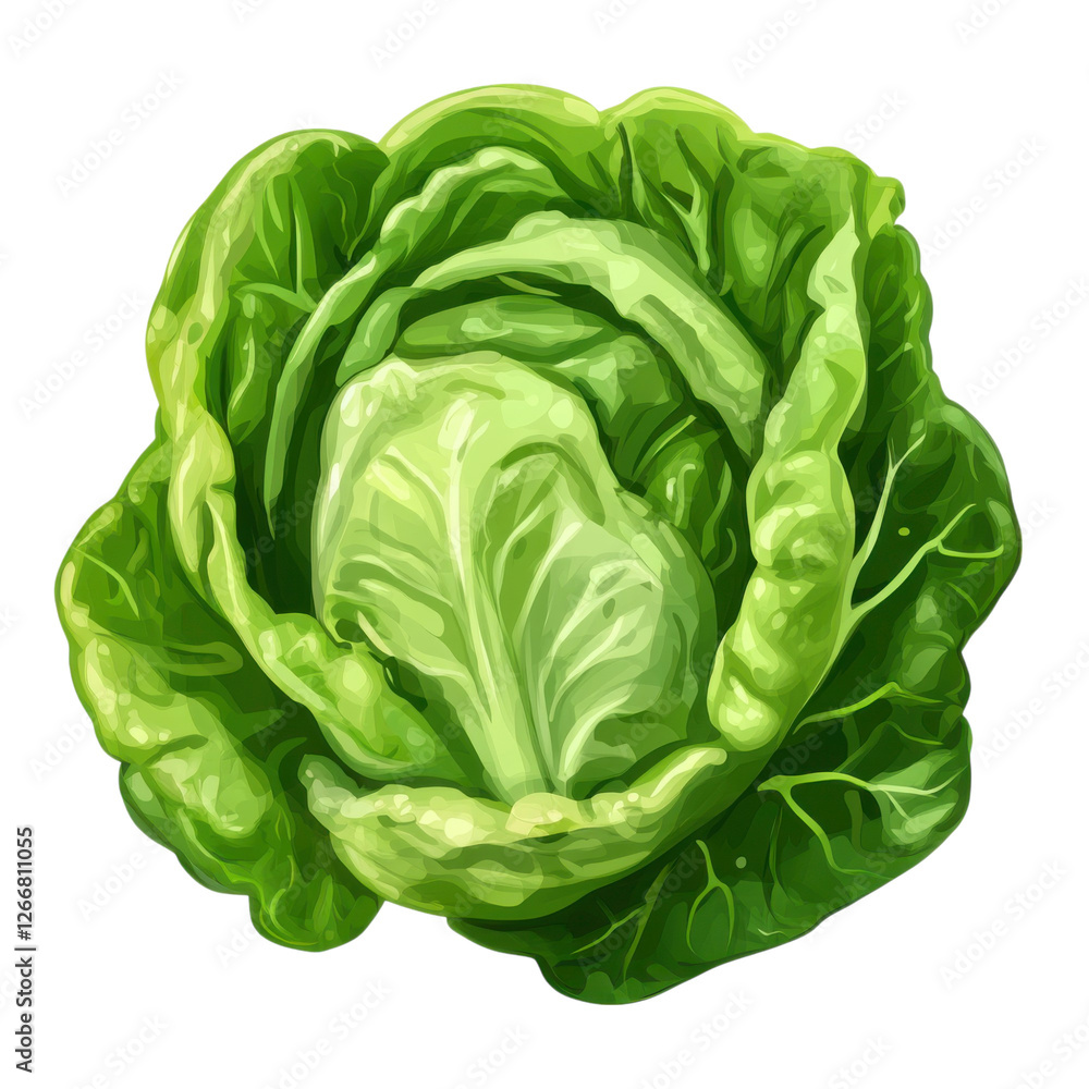 Fototapeta premium fresh green romaine lettuce isolated on transparent background