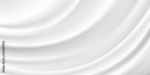 Abstract wrinkles white silk cloth fabric wave overlapping with light and shadow. white and gray texture background. copy space for web design. vector illustration	