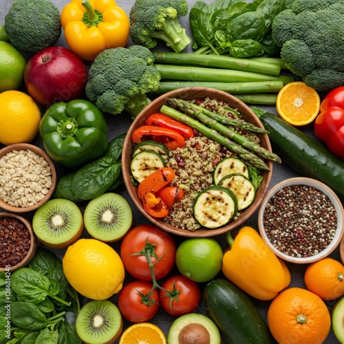 Wallpaper Mural Quinoa and grilled vegetables bowl surrounded by fresh and healthy ingredients Torontodigital.ca
