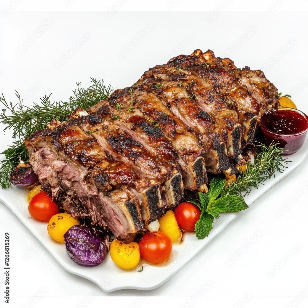 Roasted Rack of Lamb with Herbs and Cherry Sauce Roasted Rack of Lamb with Herbs and Cherry Sauce