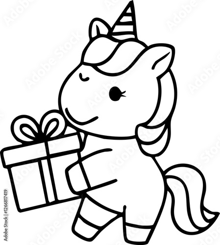 Cute Unicorn Character Handdrawn