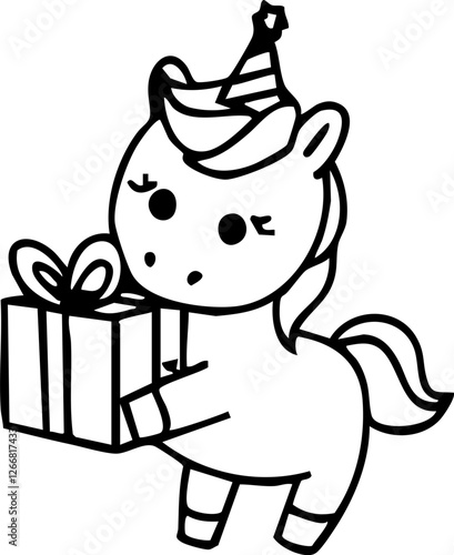 Cute Unicorn Character Handdrawn