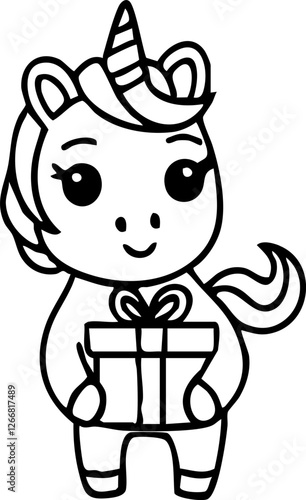 Cute Unicorn Character Handdrawn