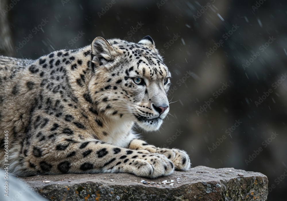 Majestic Snow Leopard in the Winter Wilderness Majestic Snow Leopard in the Winter Wilderness
