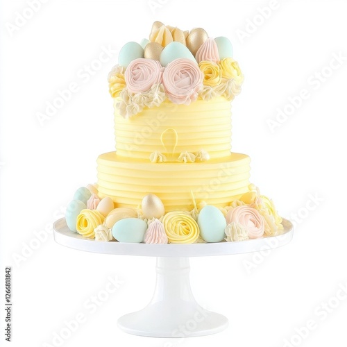 Delicious TwoTiered Pastel Cake with Floral Decorations photo