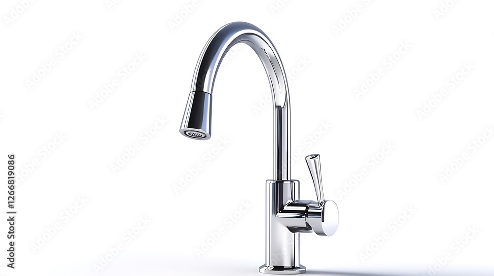 A silver faucet with a silver handle A silver faucet with a silver handle