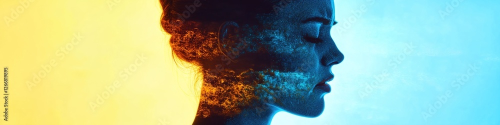 Fototapeta premium A person's face against a blue background