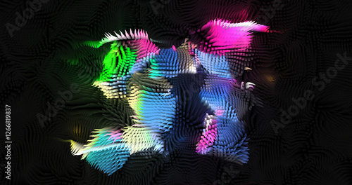 Colorful abstract texture created with Gradient flow and 3D structure imitate the movement of liquid or wind. Vibrant colors, volumetric waves and digital noise create a sense of depth and dynamics. I