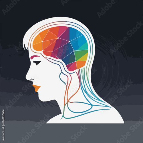 Abstract Human Head with AI Neural Connections