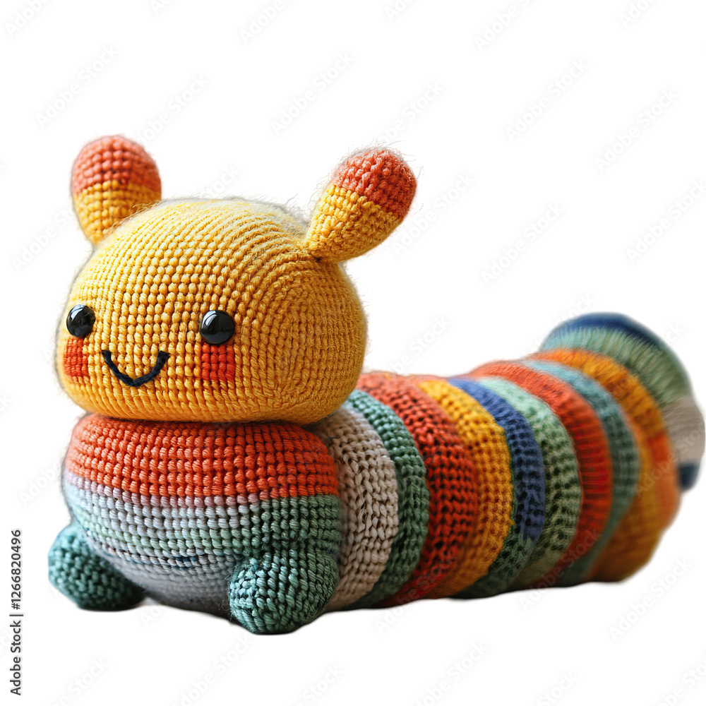 Colorful Caterpillar Knitted Toy with Bright Stripes and Cheerful Face for Kids’ Playtime and Decoration Colorful Caterpillar Knitted Toy with Bright Stripes and Cheerful Face for Kids’ Playtime and Decoration