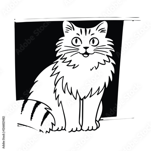 Scottish fold cat silhouette vector template illustration